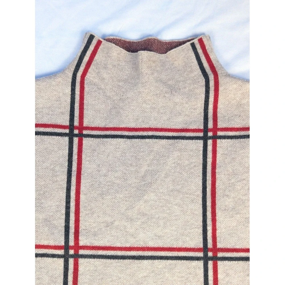 Tahari Brown Plaid Turtleneck Sweater XL Long‎ Sleeve Pullover - Picture 6 of 10